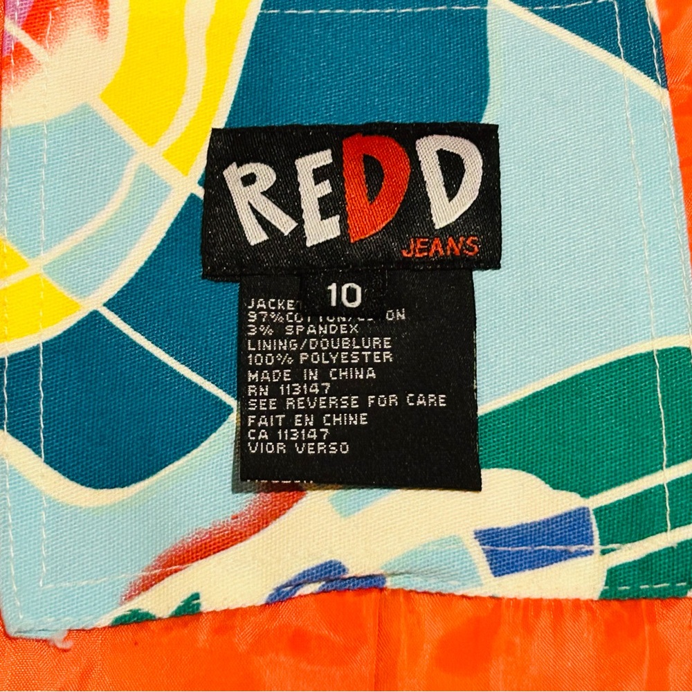 Redd Jeans Sequin Zip Up Blazer Funky Abstract Statement Jacket Womens 10 - Picture 8 of 9